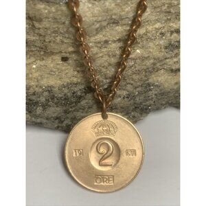 1967 Sweden 2 Öre - Gustaf VI Coin Pendant Unisex Necklace. Swedish Crown. A1